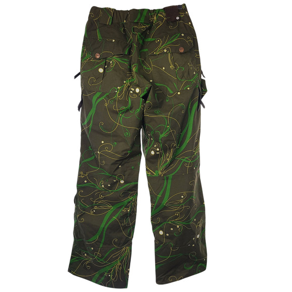 Salomon Snowlicious Women's Green Printed Cargo Clima Pro Snow Pants Size Small - Picture 8 of 13